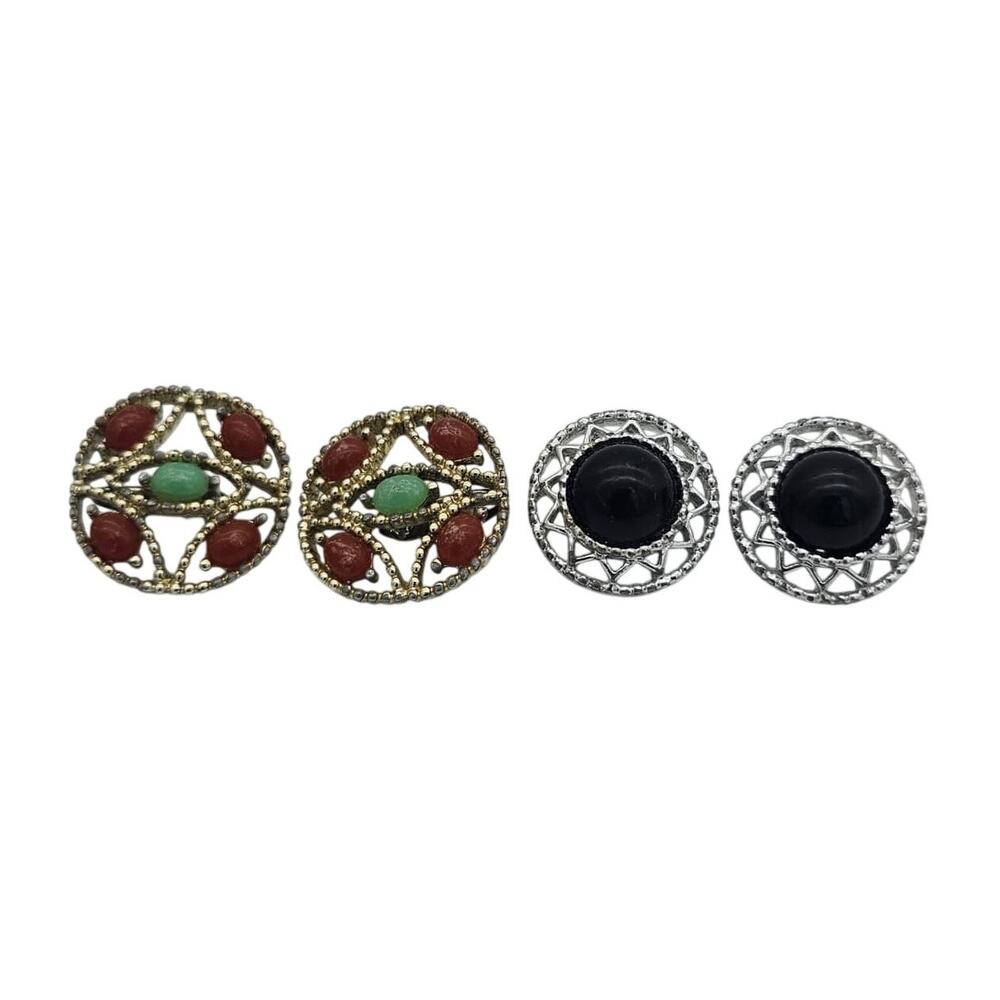 Vtg Sarah Coventry "Jet Set" & "Acapulco" Clip On Earrings 2 Pairs